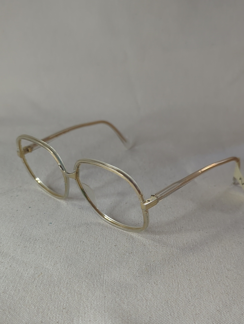 Frame Japan Clear Gold-Tone Round Eyeglass Frames No Lenses